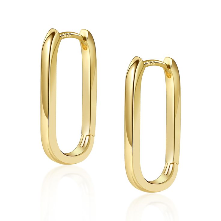 PRICES MAY VARY. These 14K gold plated small chunky hoop earrings are 13mm by 23mm and 2mm thick,4.2g/0.15oz in weight,which is minimalist and stylish. Lightweight and comfortable to wear, easy to put on and take off, and won't pull your earlobes down. Suitable your earring collection! Our stylish geometric minimalist small U hoop earrings for women are crafted with 925 Sterling Silver material and plated 14K gold,for a long lasting finish,and hypoallergenic.these super cute small silver hoop ea Pencil Bun, Gold Square Earrings, Chain Link Earrings, Small Silver Hoop Earrings, Small Gold Hoop Earrings, Elegant Packaging, Small Gold Hoops, Fashion Elements, Chunky Hoop Earrings