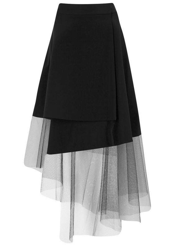 Rok Tile, Knee Length Tulle Skirt, Rok Outfit, Tule Rok, Black And White Outfit, Dkny Bag, Skirt Tulle, Black Tulle, Asymmetrical Skirt