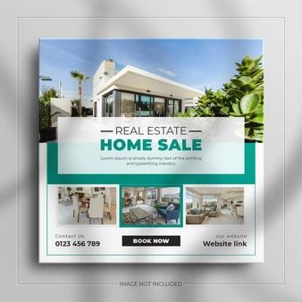 a real estate sale flyer is shown in green and white with an image of a house