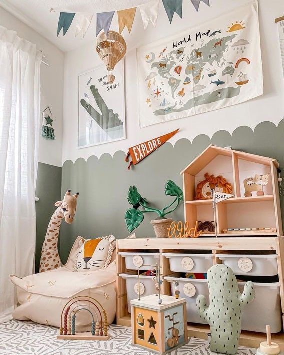 Safari Toddler Room, Boys Safari Bedroom, Small Toddler Bedroom, Safari Room Decor, Trofast Ikea, Safari Bedroom, Boys Bedroom Ideas, Safari Room, Toddler Boy Room Decor