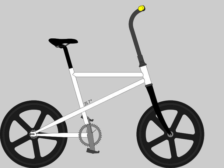 a white bicycle with black spokes and a yellow ball on the front wheel