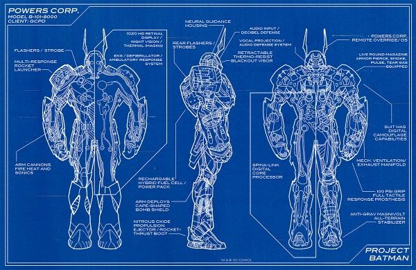 an image of a blueprinted robot from the movie pacific rims, with instructions for