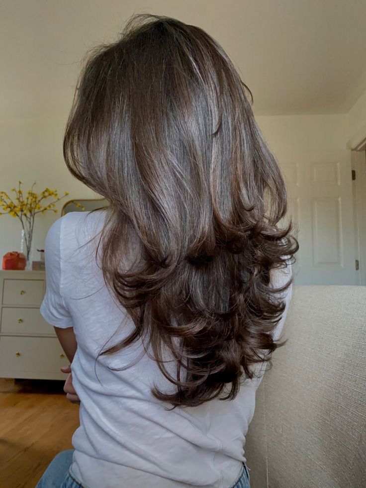 Healthy Hair Layers, Face Framing Layers Back View, Hair Cuts Inspo Layers, 90s Layered Hair Long Brunette, Hair Cuts Girls Long, Layers In Brown Hair, Angle To Frame Face Haircut, Haircut With Layers And Face Framing, Long Layers On Brown Hair