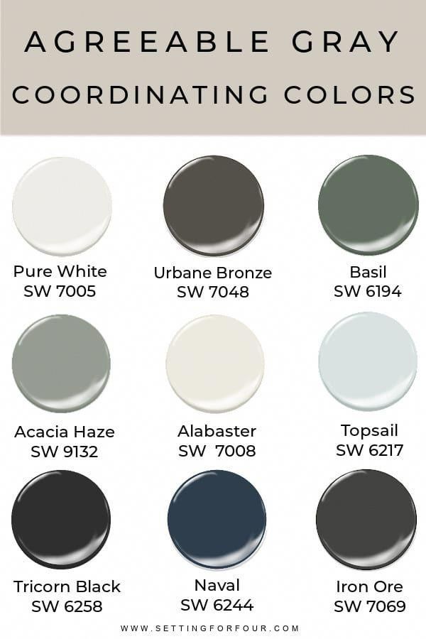 the different shades of gray and white are shown in this color guide for interior paint