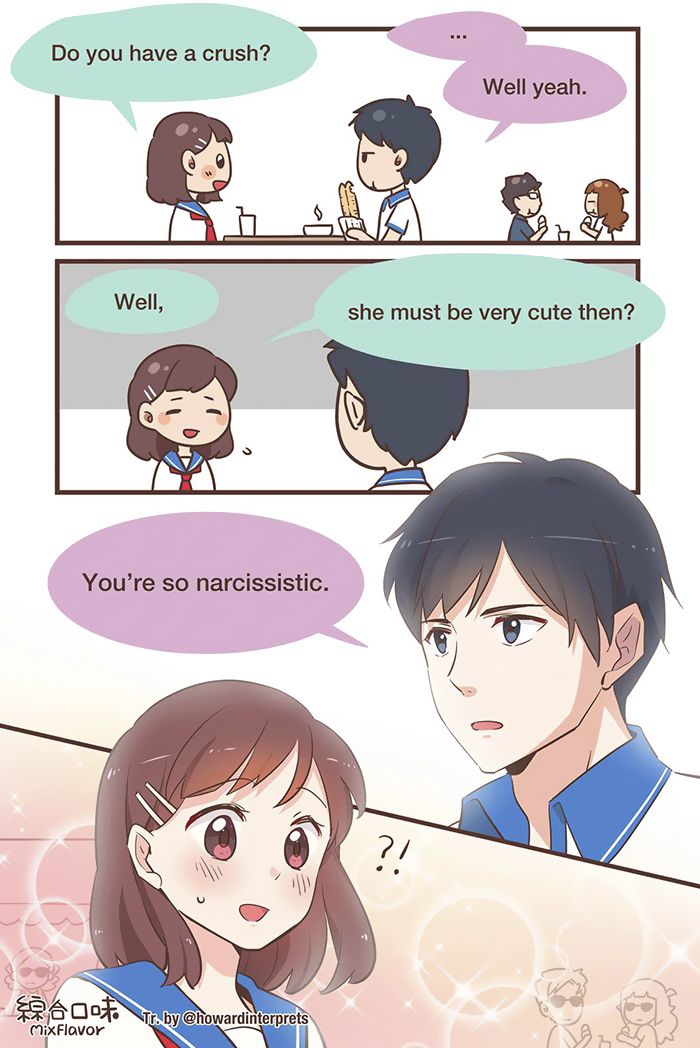 an anime comic with two people talking to each other