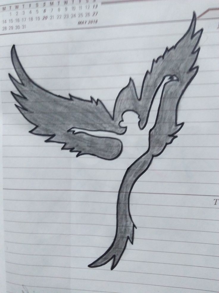 a drawing of a bird on lined paper