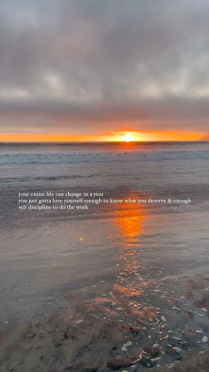 the sun is setting over the ocean with an inspirational quote