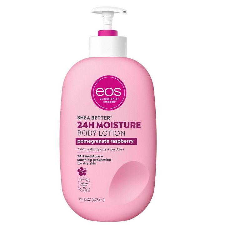 Our bright and juicy Pomegranate Raspberry body lotion is a sweet yet multifaceted fruity fragrance that dazzles with luscious pomegranate blended with tart raspberries and lotus blossom.Our 24H body lotion with instantly moisturizing Shea Oil + lasting protection Shea Butter quickly absorbs for 24-hour hydration. Say hello to… fast-absorption, lightweight, soft skin, and sustainable shea. Say goodbye to… greasiness, heaviness, and sticky residue. Eos Lotion, Better Body, Lotus Blossom, Body Skin Care Routine, Skin So Soft, Body Skin, Makeup Skin Care, Smell Good, Body Butter