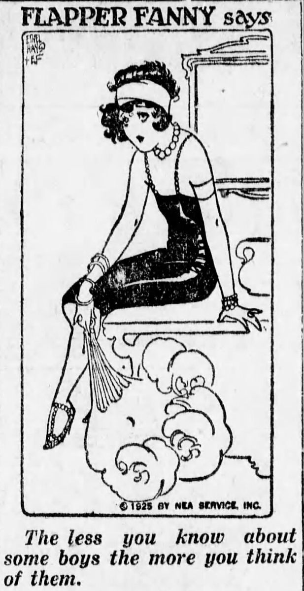 an advertisement for the flapper fany days, with a woman sitting on top of a