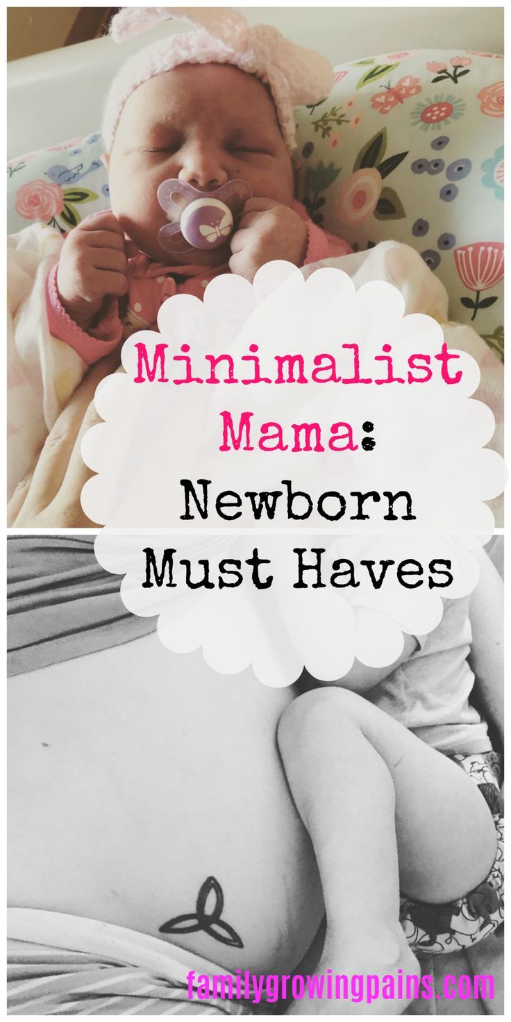 a baby in a crib with the words minimalist mama newborn must haves