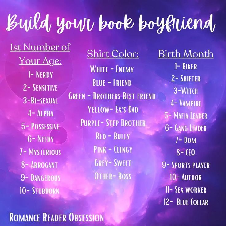 a purple and blue background with the words build your book boyfriend