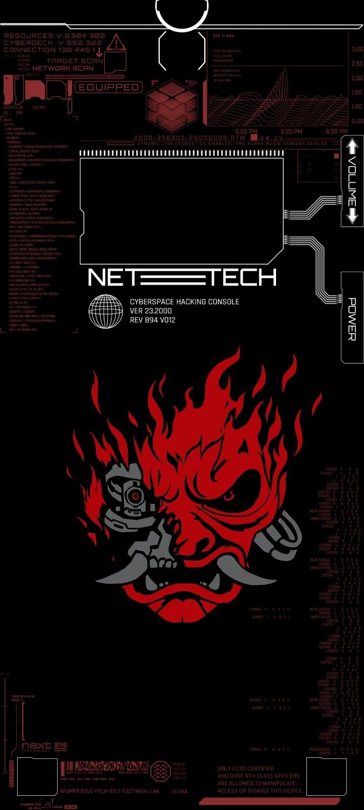 the back side of a black and red poster