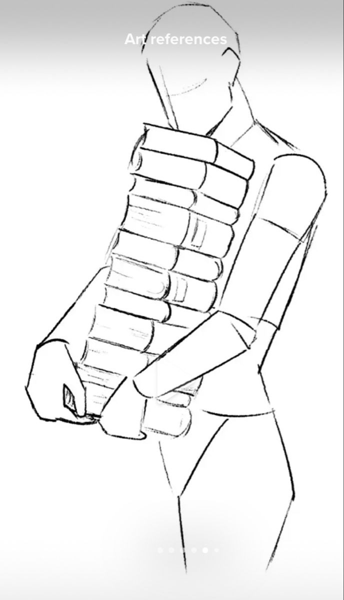 a drawing of a person holding something in their hands