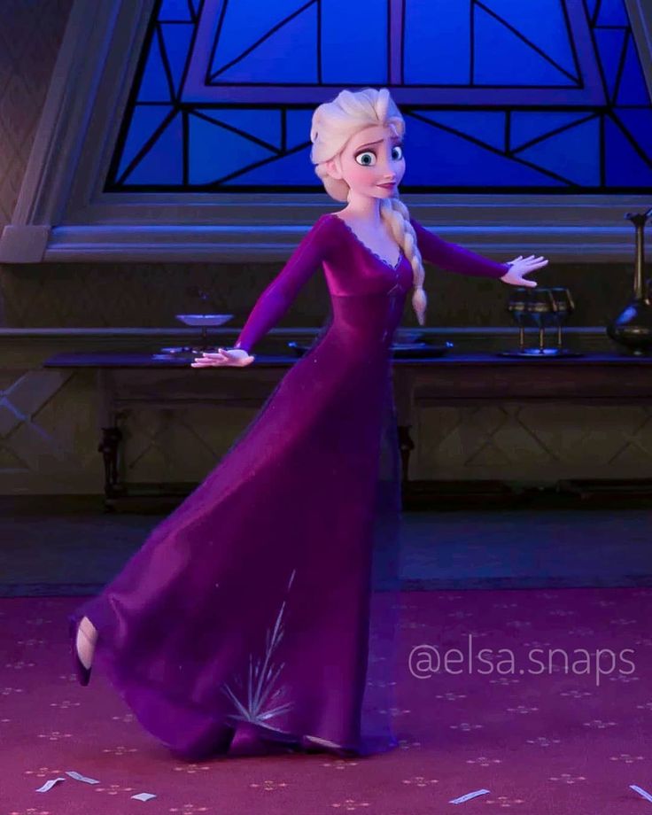 the frozen princess is dancing in her purple dress