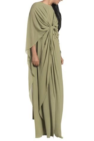 Shop for Stephany Green Front Gather Draped Gown for Women Online at Aza Fashions Flowy Clothes, Draped Gown, Drape Gowns, Gown For Women, Designer Evening Gowns, Green Gown, Medieval Dress, Ladies Gown, Gowns Online