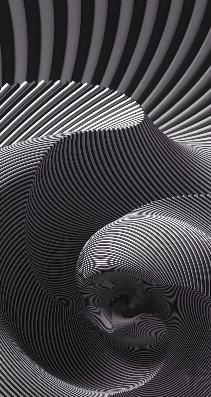 an abstract black and white photo with wavy lines in the center, as well as a spiral