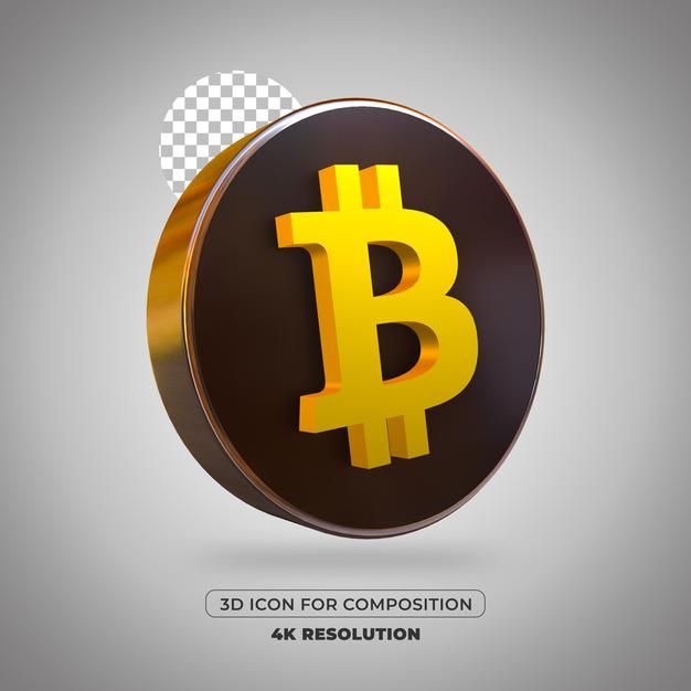 the golden bitcoin symbol is displayed on a black and white circle with transparent background