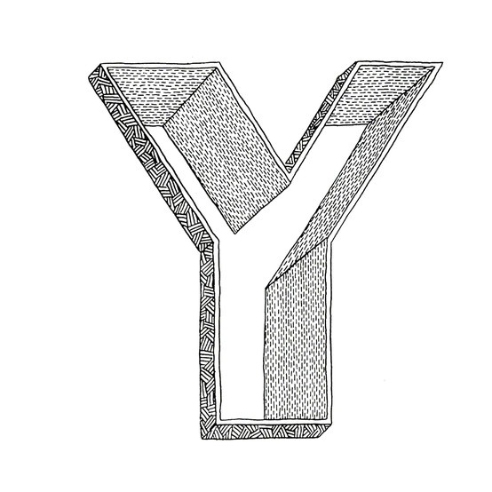 the letter y is made up of lines