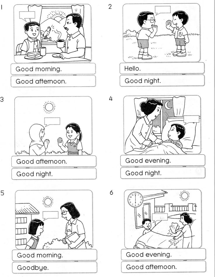 an english worksheet with pictures of people talking to each other and the words good morning, good afternoon, good evening