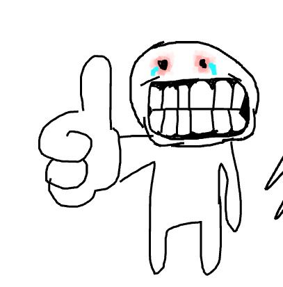 a drawing of a person giving the thumbs up sign with one hand and two fingers in the other