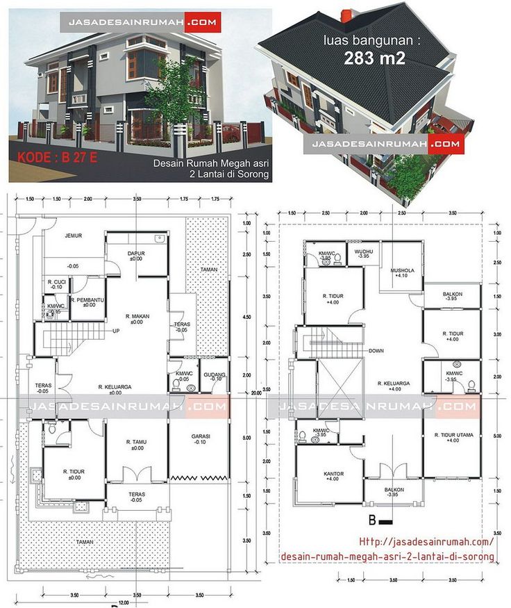 23 Denah rumah 2 lantai mewah