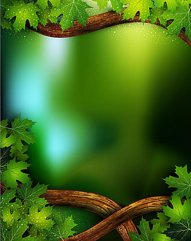 a green background with leaves and branches