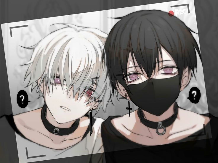 two anime characters wearing masks and black clothing