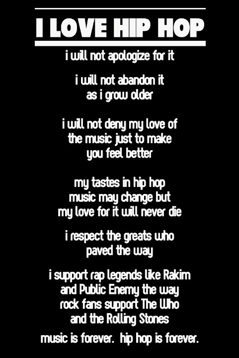 i love hip hop poem on black background