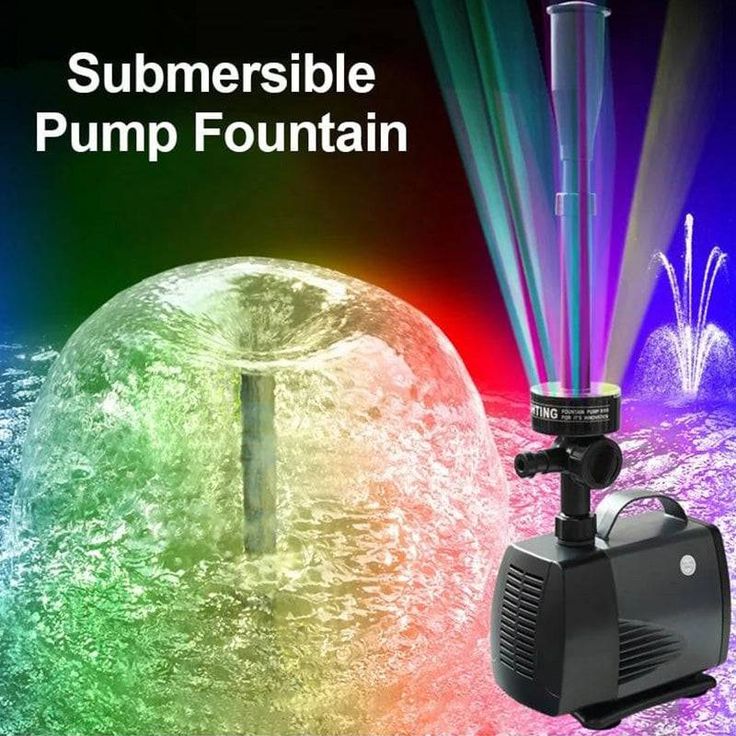 the submersible pump fountain is shown in front of an image of water bubbles