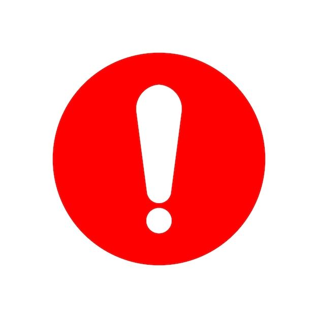 a red circle with a white exclamation on it