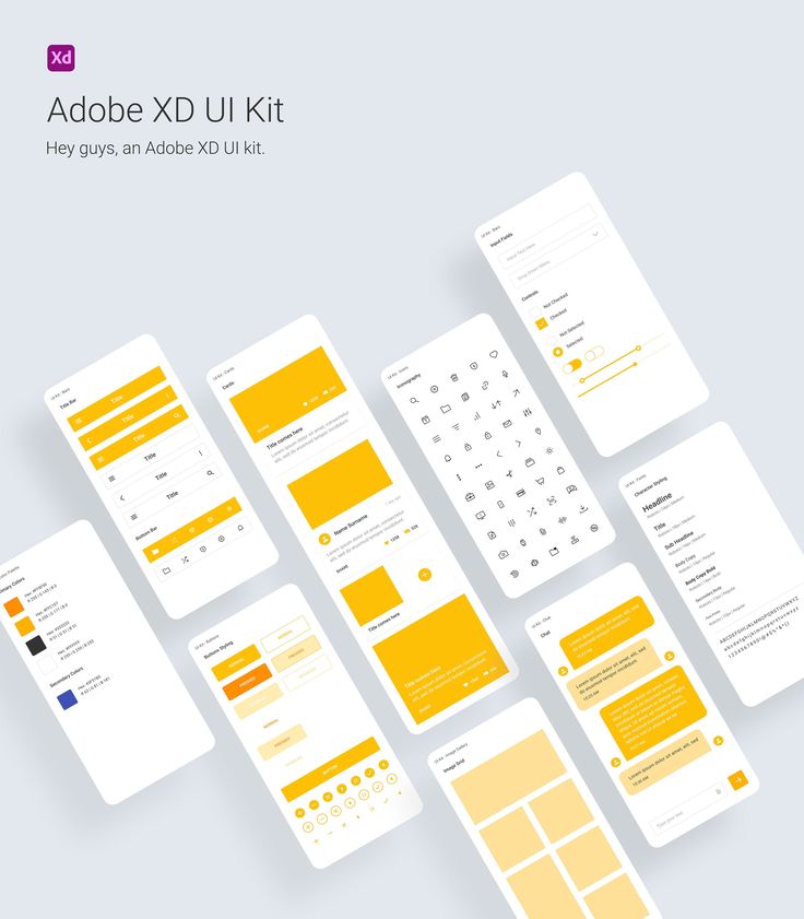 the adobe xd ui kit is shown with several different screens, including one for each user