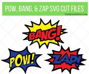 some type of stickers with the words pow bang and zap cut files