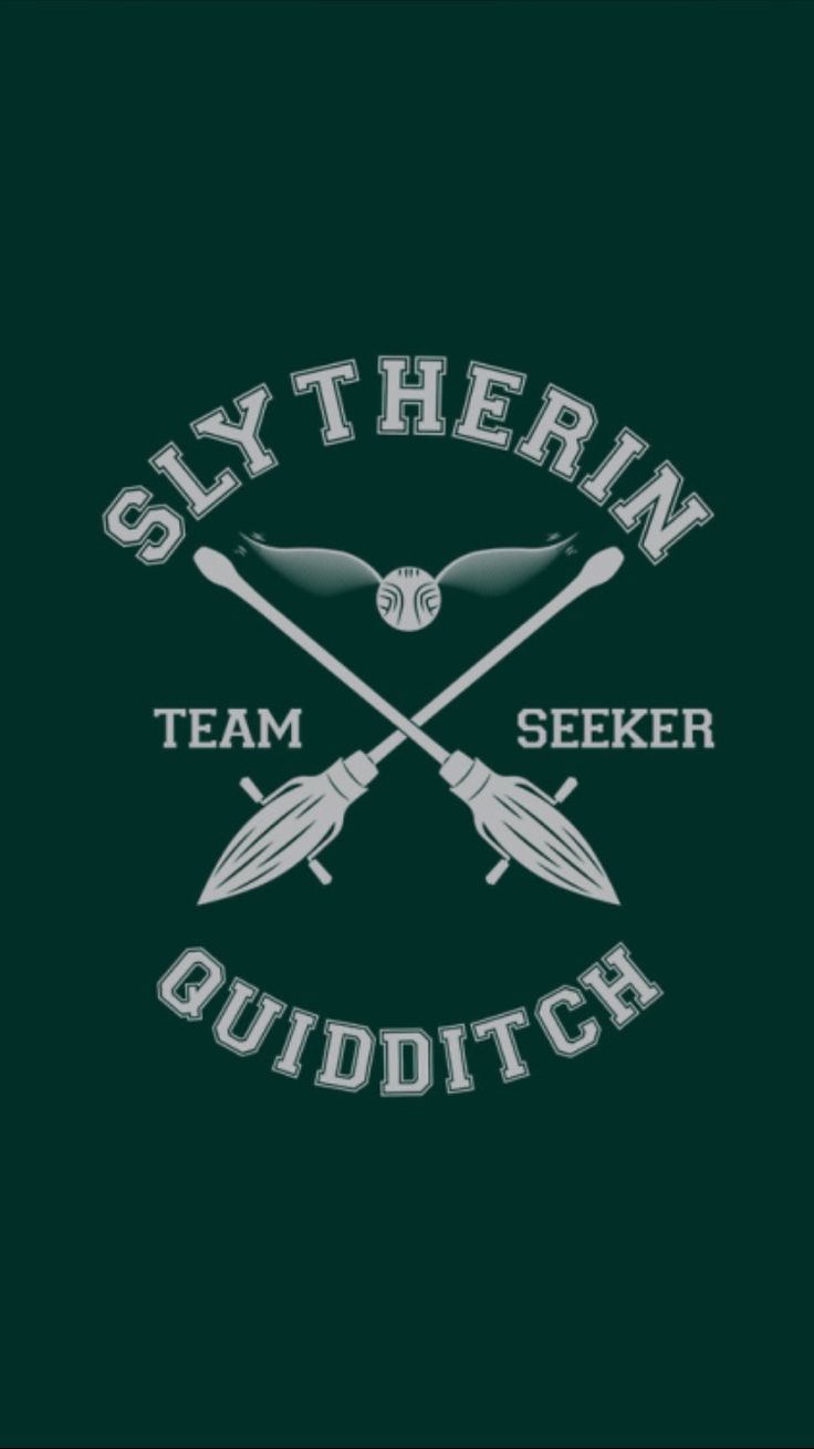 the logo for slytherin team seeker quidditch on a dark green background