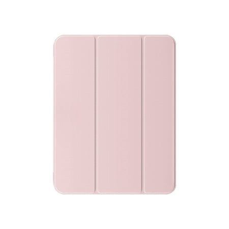 the back side of an ipad air case in pink, with two sides facing each other