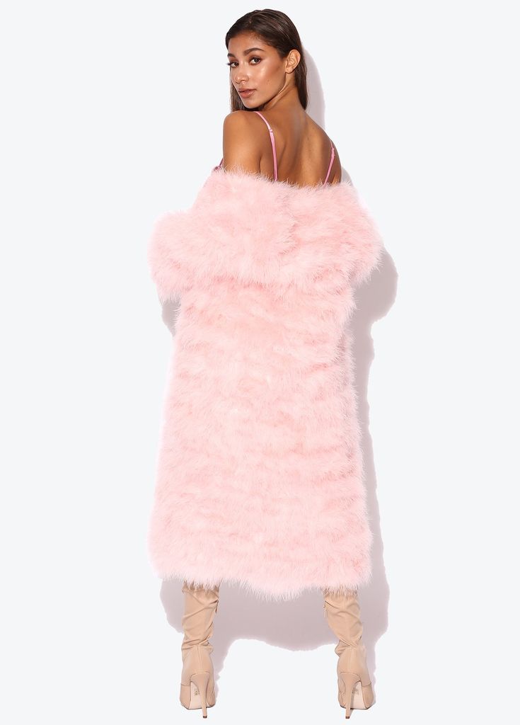 Feather Jacket, Fluffy Jacket, Statement Coat, Classic Wardrobe, Warm Coat, Favorite Dress, Body Measurements, Evening Wear, Baby Pink