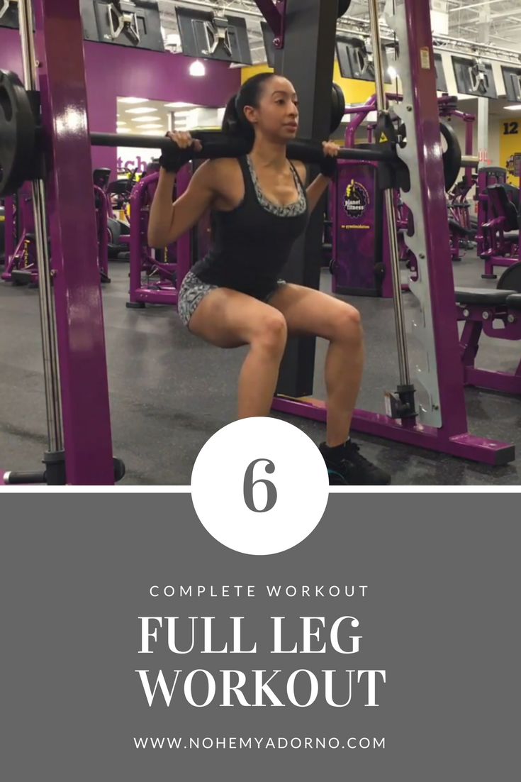 a woman squats on a bench with the text, complete workout 6 full leg workout