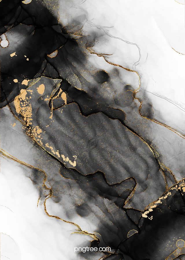 an abstract painting with gold and black colors