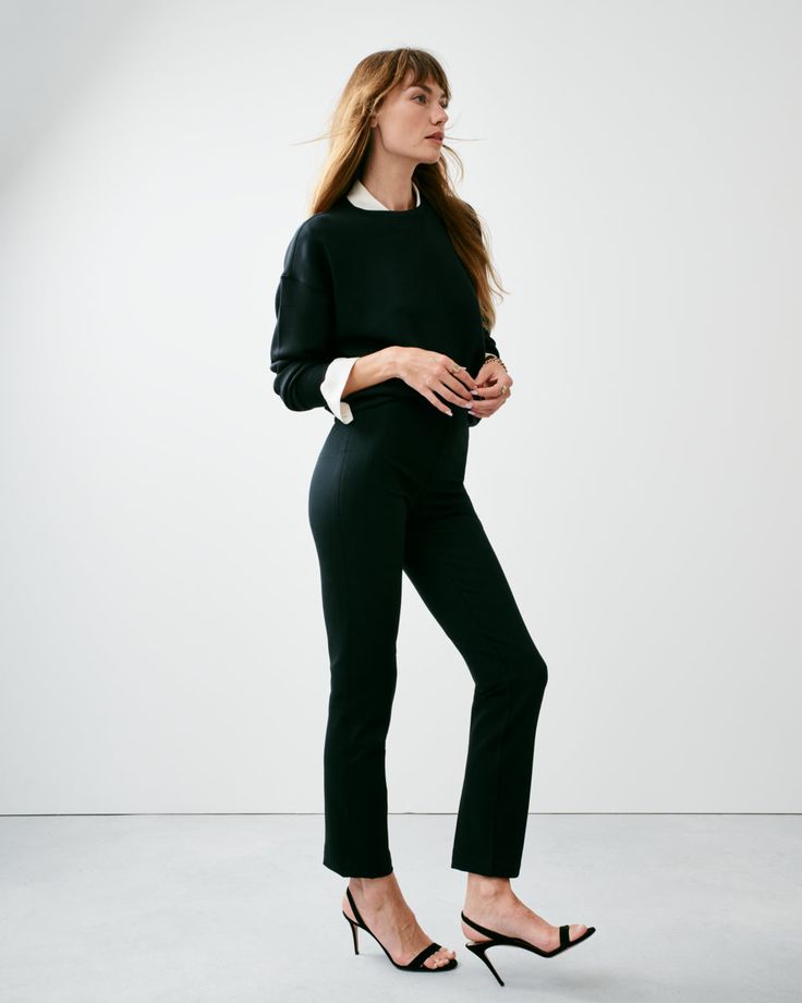 This smoothing pant comes in our premium ponte fabric with targeted compression built in, powered by SPANX CoreSure Tech™. With comfortable 4-way stretch and a high rise waist, this slim straight pant will have you feeling smooth from tummy to thigh, and oh-so-comfortable throughout the leg. No zippers, no buttons, and no pockets (so no bulk!) at the hips—all for the ultimate smoothing effect. | Spanx Women's SPANXsmooth PerfectFit Ponte Slim Straight Pant Slim Straight Pants, Ponte Fabric, Perfect Pant, Ponte Pants, Midi Maxi Dress, Slim Pants, Sleek Look, Straight Pants, Swimwear Tops