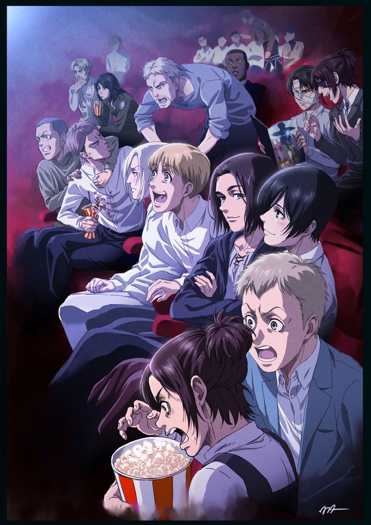 an anime movie scene with people sitting in the audience and watching something on the screen