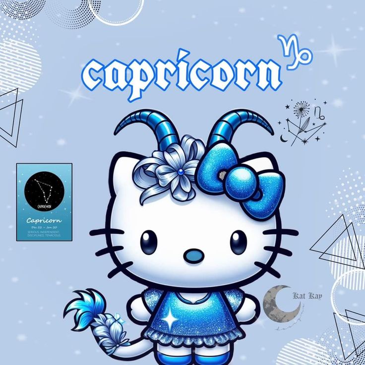 an image of a hello kitty character on the cover of capricorn magazine,