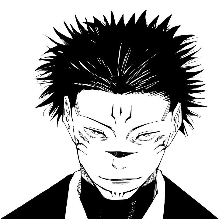 an anime character with spikes on his head and black hair, looking to the side