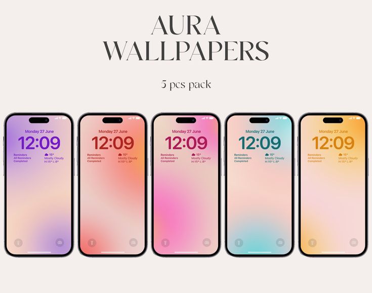 four iphones with different color and size options