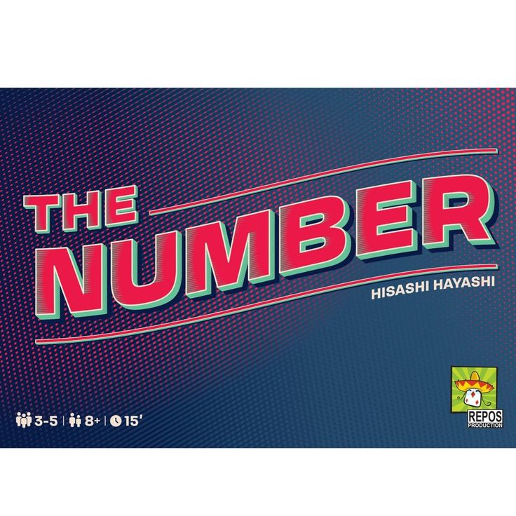 the number card is displayed on a blue background with red, green and pink lettering