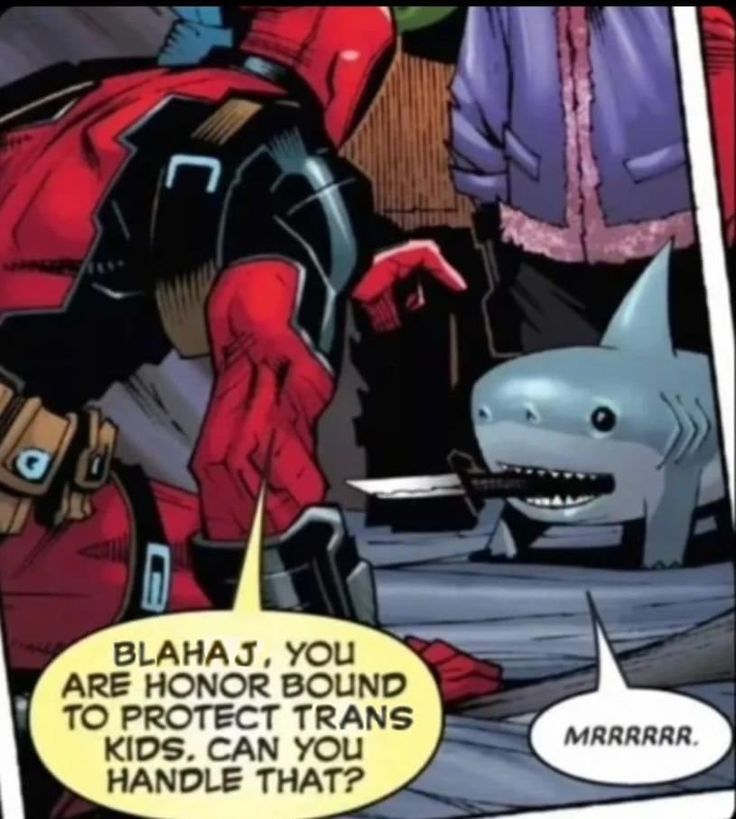 deadpool is being watched by two other people in a comic book, with the caption