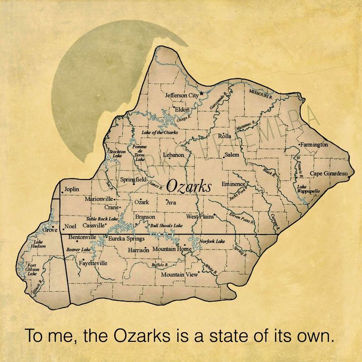 a map of the state of oregon with words on it that read to me, the ozarks is a state of its own