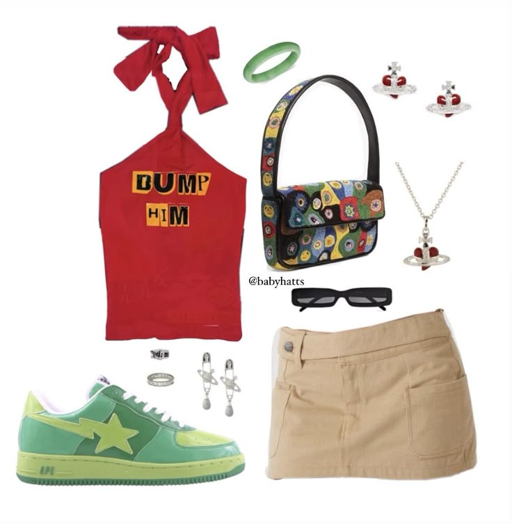 Polyvore Outfits 2000s, Colorful Y2k Aesthetic, Y2k Colorful Outfits, Y2k Outfits Colorful, Colorful Y2k Outfits, Y2k Colors, Colorful Y2k, Punk Style Outfits, Set Outfits