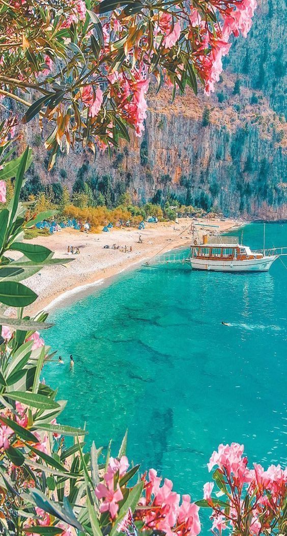 a boat floating on top of a body of water