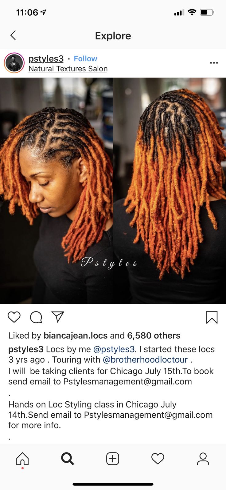 Loc Tip Color Ideas Black Women, Auburn Hair Color On Black Women Locs, Fall Loc Colors Ideas, Fall Color Dreads Black Women, Fall Hair Colors For Locs, Black And Ginger Locs, Fall Hair Colors For Black Women Locs, Ginger Colored Locs Black Women, Ginger Colored Locs