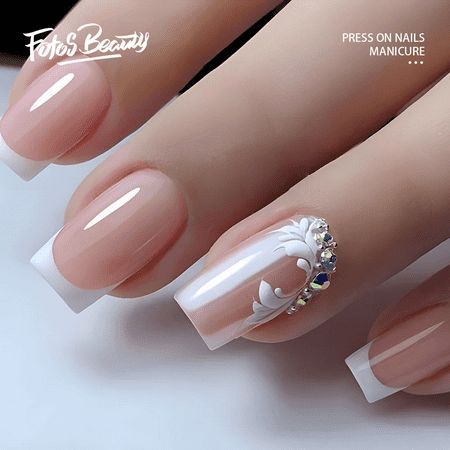 Click here to view more Fofosbeauty Press On Nails at lower price! Fofosbeauty--Press on nails 24 Pieces set 12 different sizes. Artificial nails design your own nails for weddings, parties, weekend dating, or special occasions. Acrylic nails art accessories design 24 pcs set full nail design fake nail tips with free nail glue sticker sheet and mini nail file. These tools can help you wear fake nails better, and the operation is easy and convenient for everyone. Clip-on nails have different sizes, you can choose the most suitable false nail regardless of the size of your nail. It is easy to trim and file it to any length and shape you like. In only 1 minutes, you can get the same glitter effect instead of paying half an hour for the expensive nail salon manicure. Features: Artificial Fake Wedding Day Nails, Bridal Nails Designs, Short Coffin, Wedding Nails Design, Nail Art Wedding, Bride Nails, Trendy Nail Art, Bridal Nails, Classy Nails