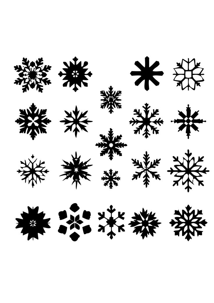 a bunch of snowflakes that are black and white